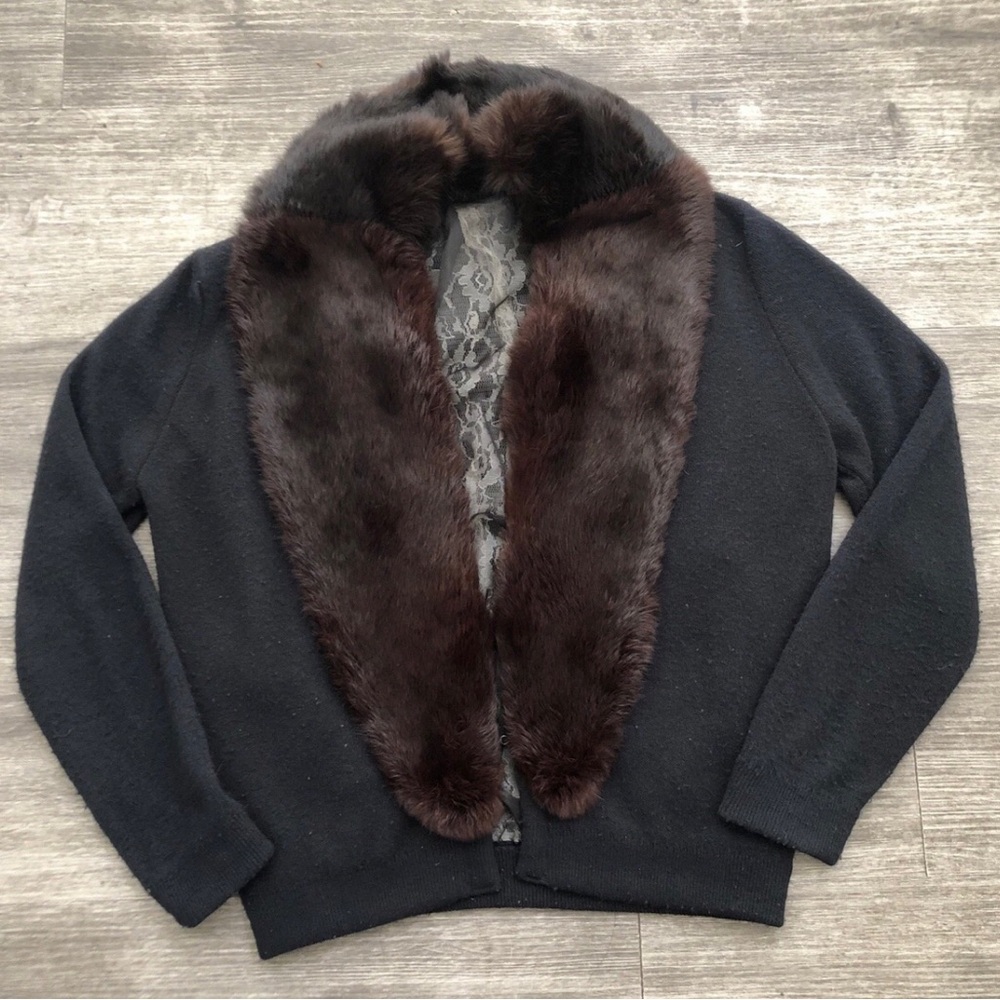 Black Jacket with Brown Fur Collar